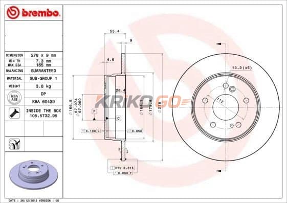 Mercedes E Serisi 210 Kasa Arka Fren Diski E220 CDI 125 Beygir 278 mm Çap 1996-2002 BREMBO
