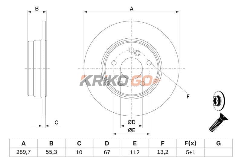 Mercedes 203 Kasa C320 Arka Fren Diski Düz 290 mm Çap BOSCH