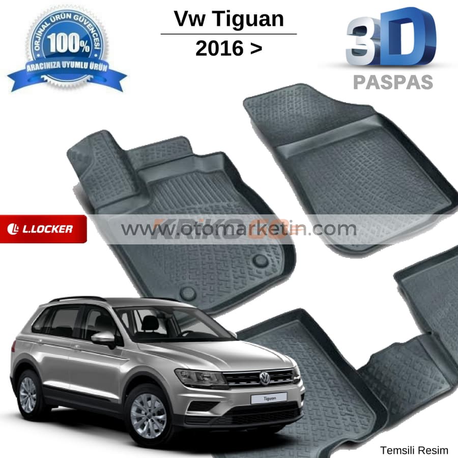 Volkswagen Tiguan 3D Havuzlu Paspas 2015-2019
