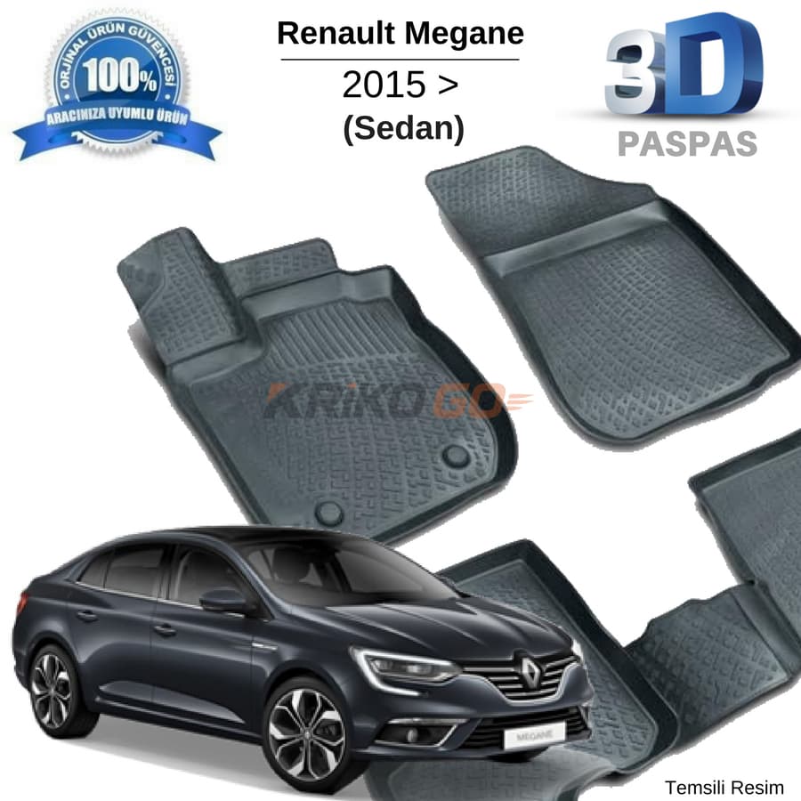 Renault Megane 4 Sedan 3D Havuzlu Paspas