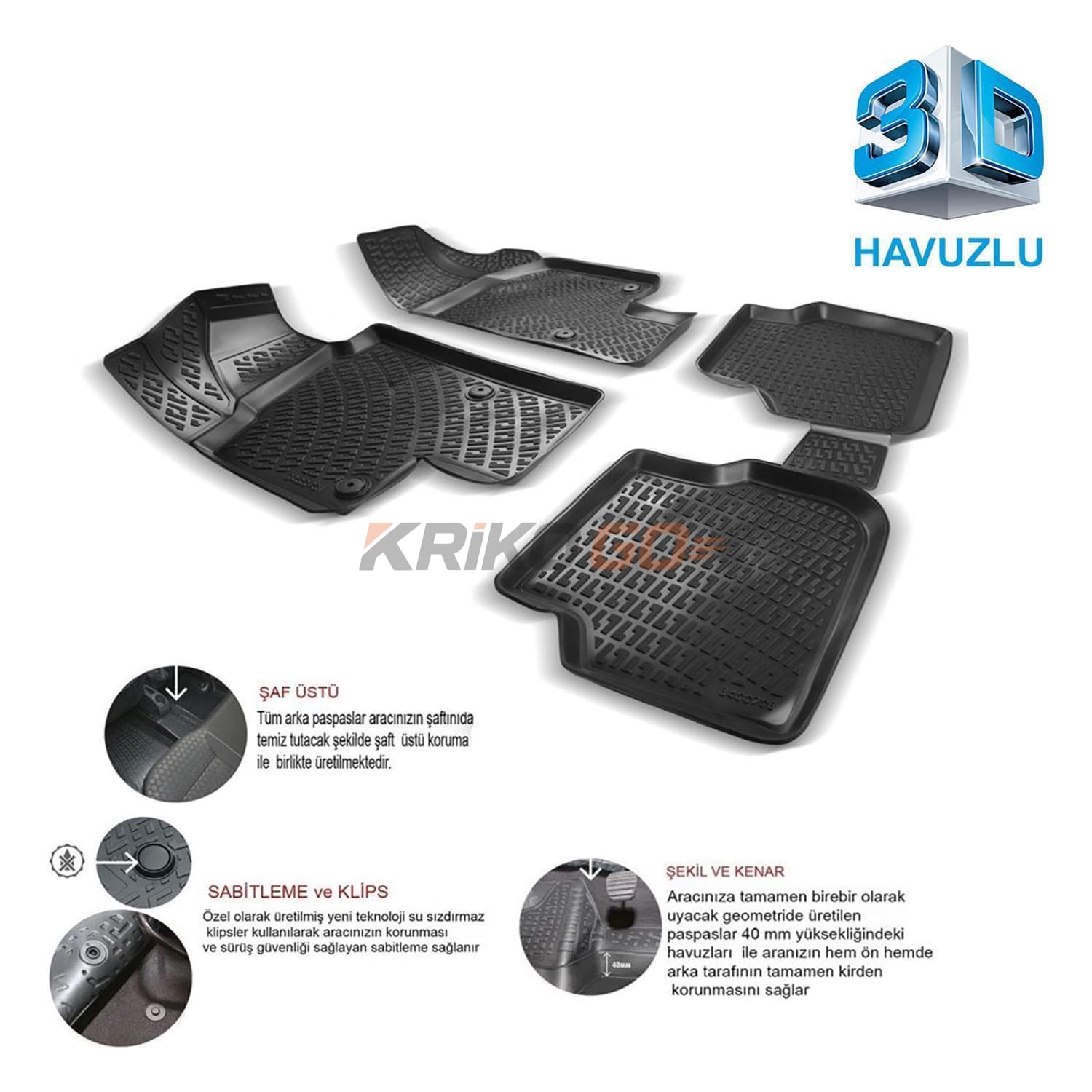 Renault Megane 4 Sedan 3D Havuzlu Paspas
