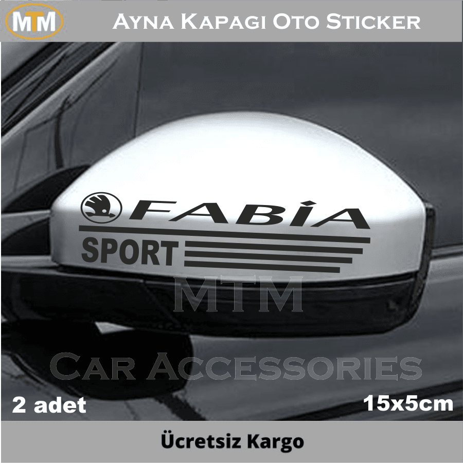 Skoda Fabia Ayna Kapağı Oto Sticker (2 Adet)