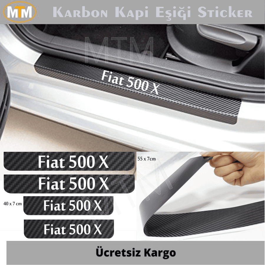 Fiat 500X Karbon Kapı Eşiği Sticker (4 Adet)