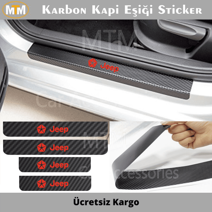 Jeep Karbon Kapı Eşiği Sticker (4 Adet)