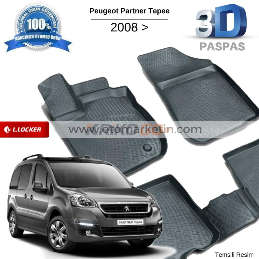 Peugeot Partner Tepee 3D Havuzlu Paspas