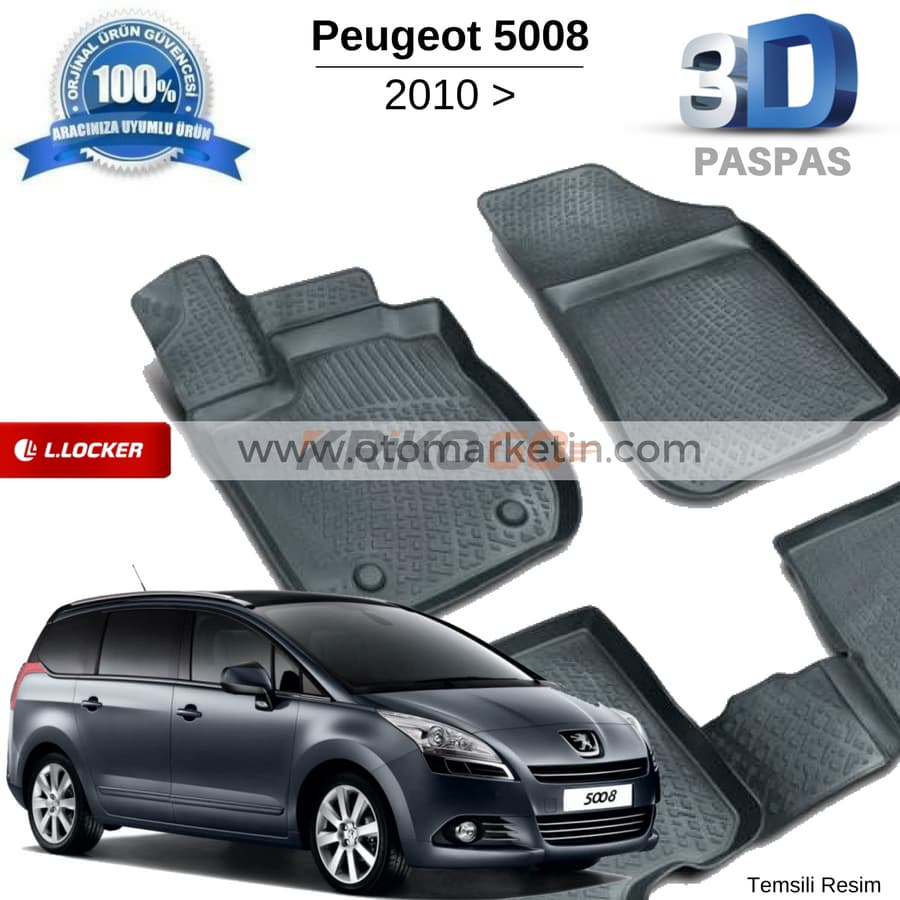 Peugeot 5008 3D Havuzlu Paspas 2010-2016