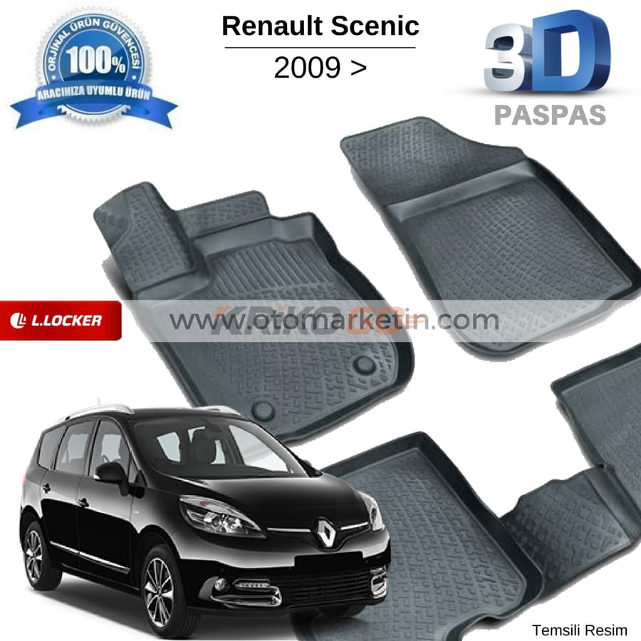 Renault Scenic 3D Havuzlu Paspas 2009 Sonrası
