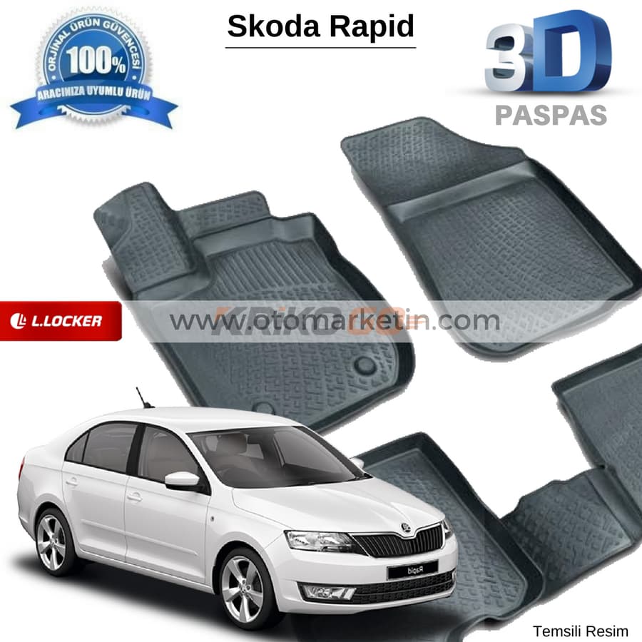Skoda Rapid 3D Havuzlu Paspas