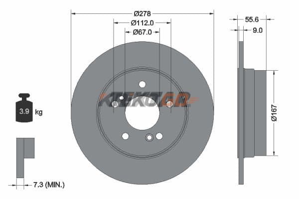Mercedes E Serisi 210 Kasa Arka Fren Diski E200 Kompresör 163 Beygir 278 mm Çap 1996-2002 TEXTAR