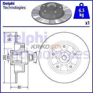 Renault Fluence Arka Fren Diski 1.5 dci 260 mm Çap Poryalı Tip DELPHI