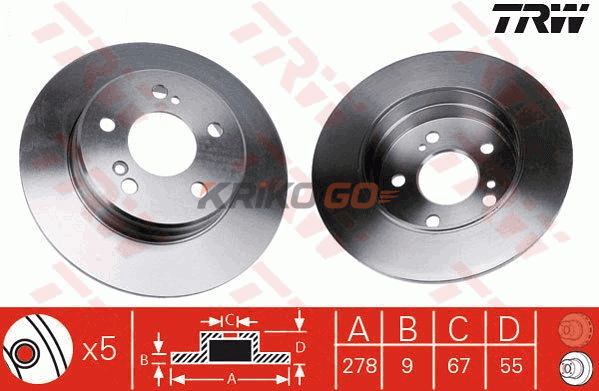 Mercedes E Serisi 210 Kasa Arka Fren Diski E200 Kompresör 163 Beygir 278 mm Çap 1996-2002 TRW