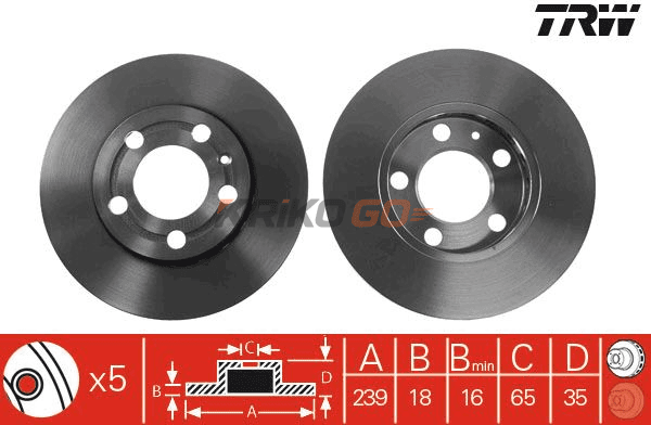 Skoda Fabia Ön Fren Diski 1.2 64 Beygir 239 mm 2000-2007 TRW
