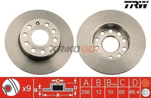 Volkswagen Jetta 3 Arka Fren Diski 1.4 TSI 122 Beygir 256 mm Çap 2006-2011 TRW