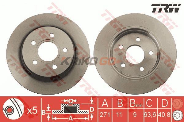 Ford Focus 3 Arka Fren Diski 271 mm Çap 2011-2018 TRW