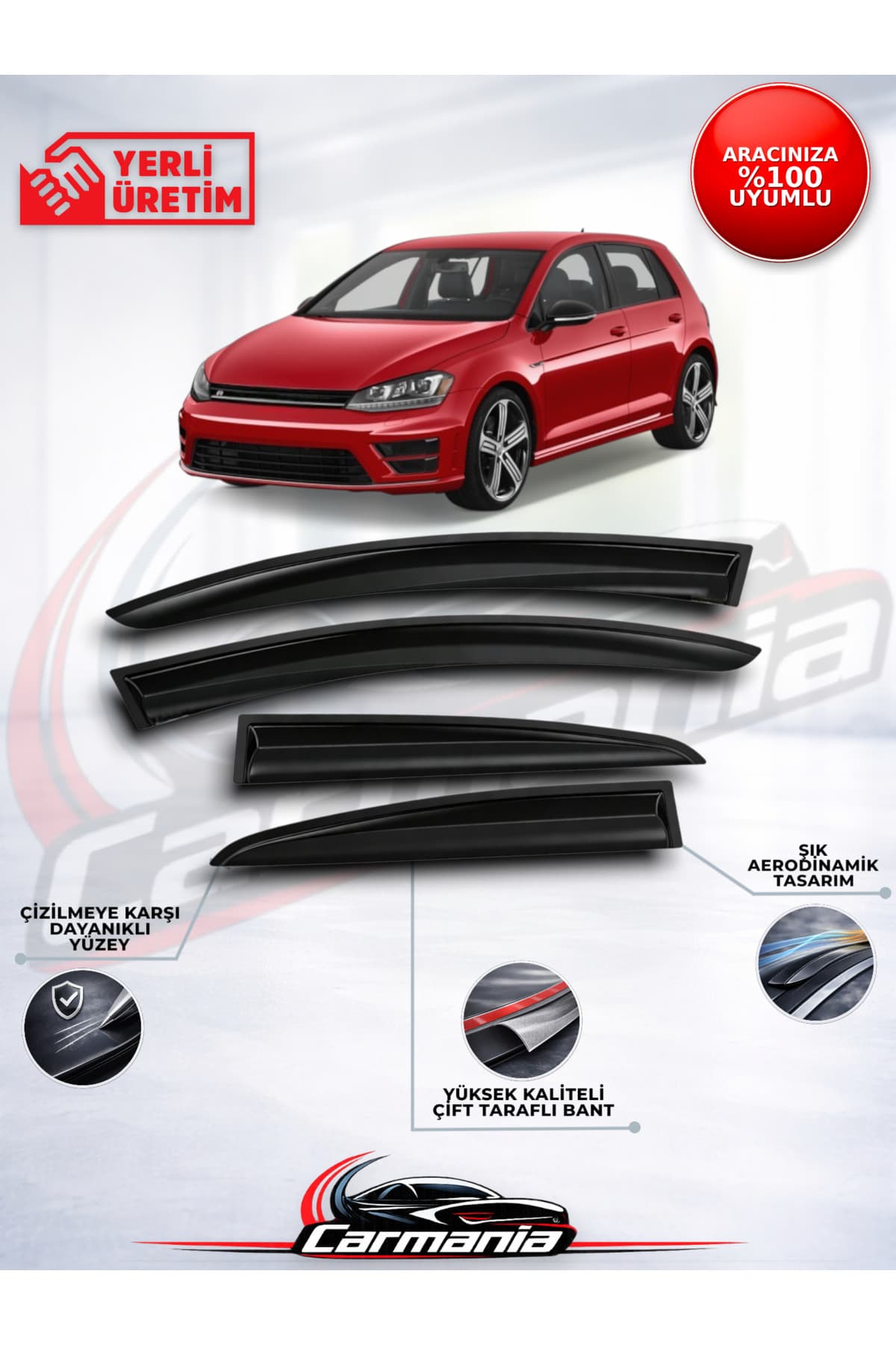 CarMania Volkswagen Golf 7 Cam Rüzgarlığı 4'lü Set