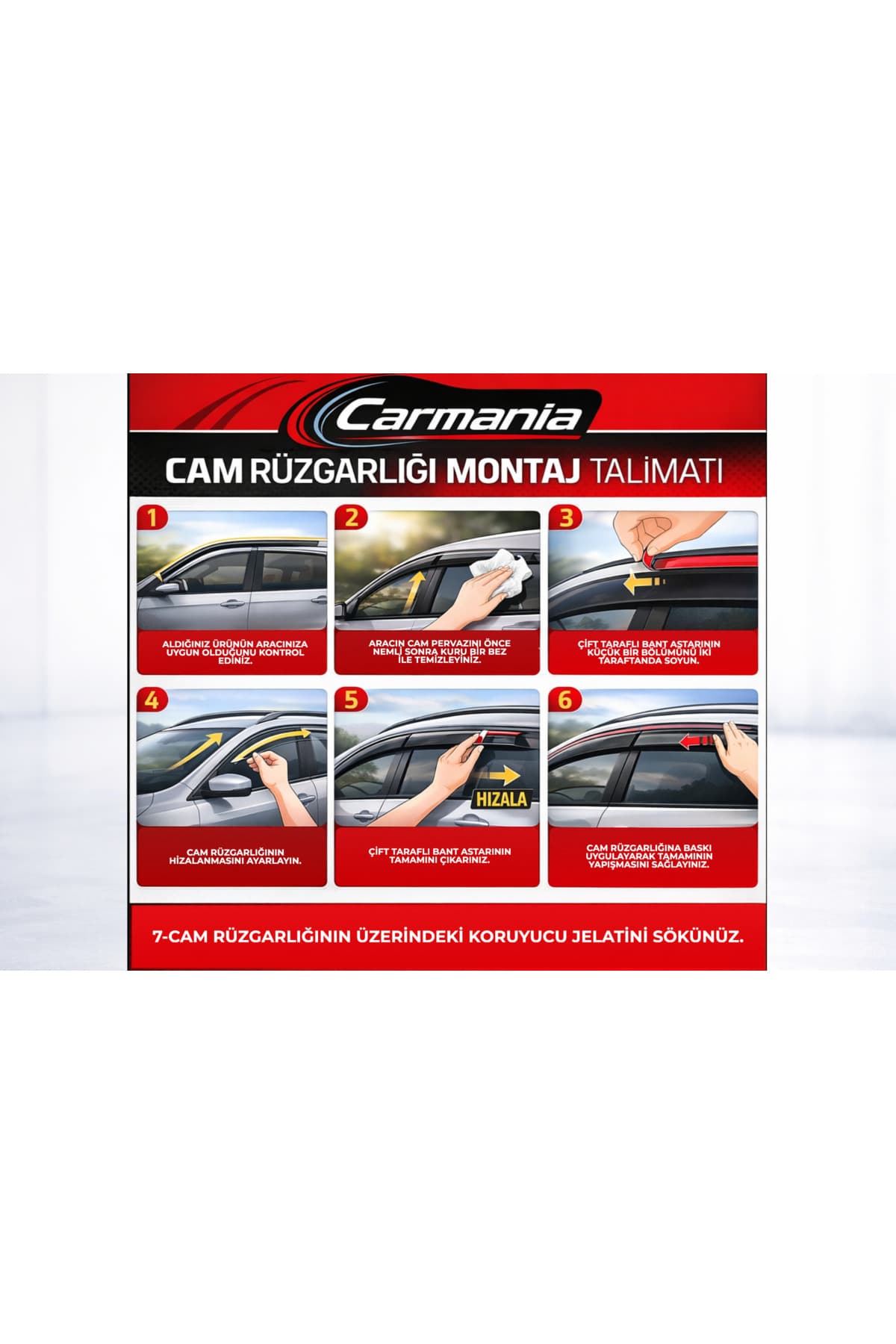 CarMania Renault Kadjar 2015 - 2020 Cam Rüzgarlığı 4'lü Set