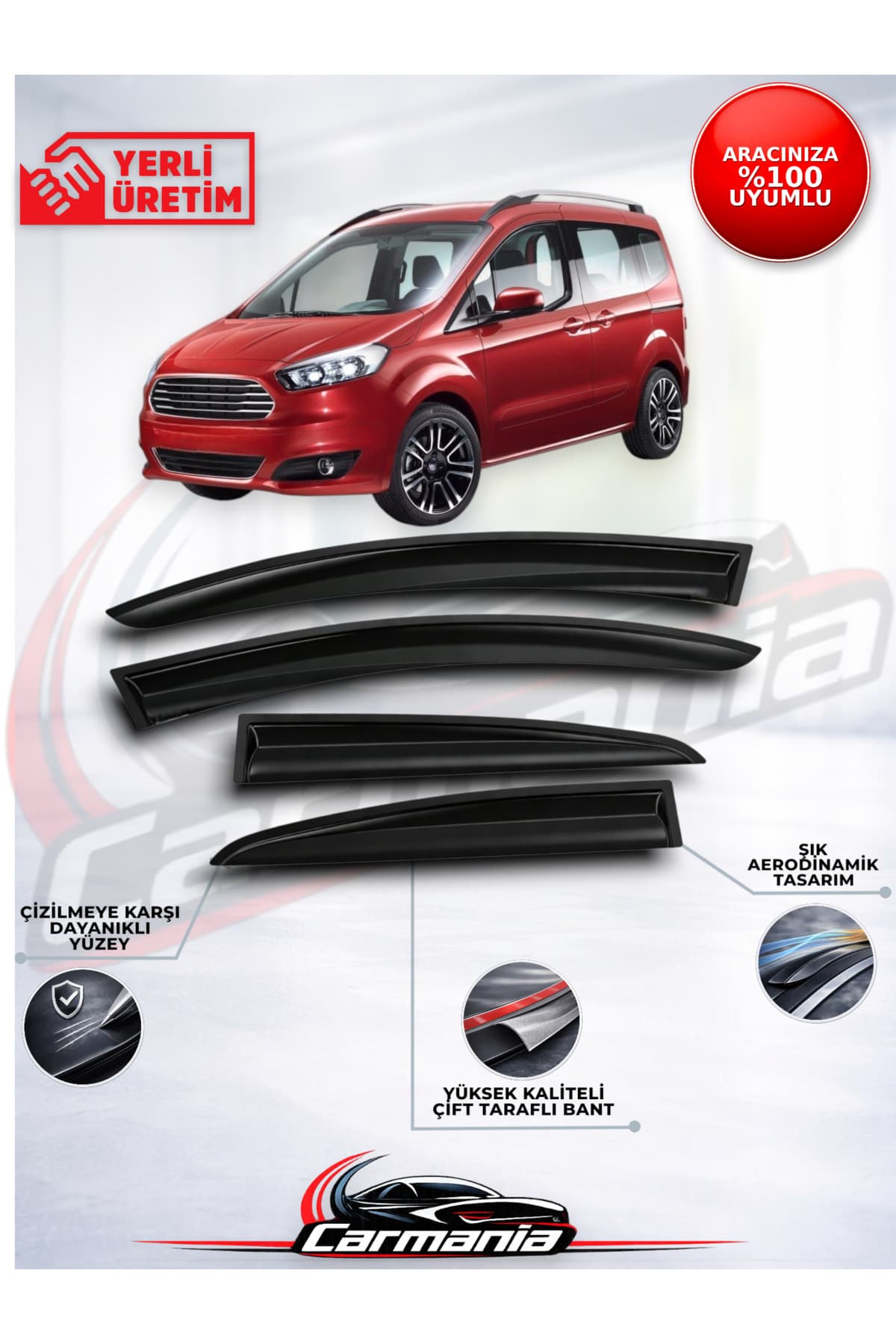 CarMania Ford Courier Cam Rüzgarlığı 4'lü Set