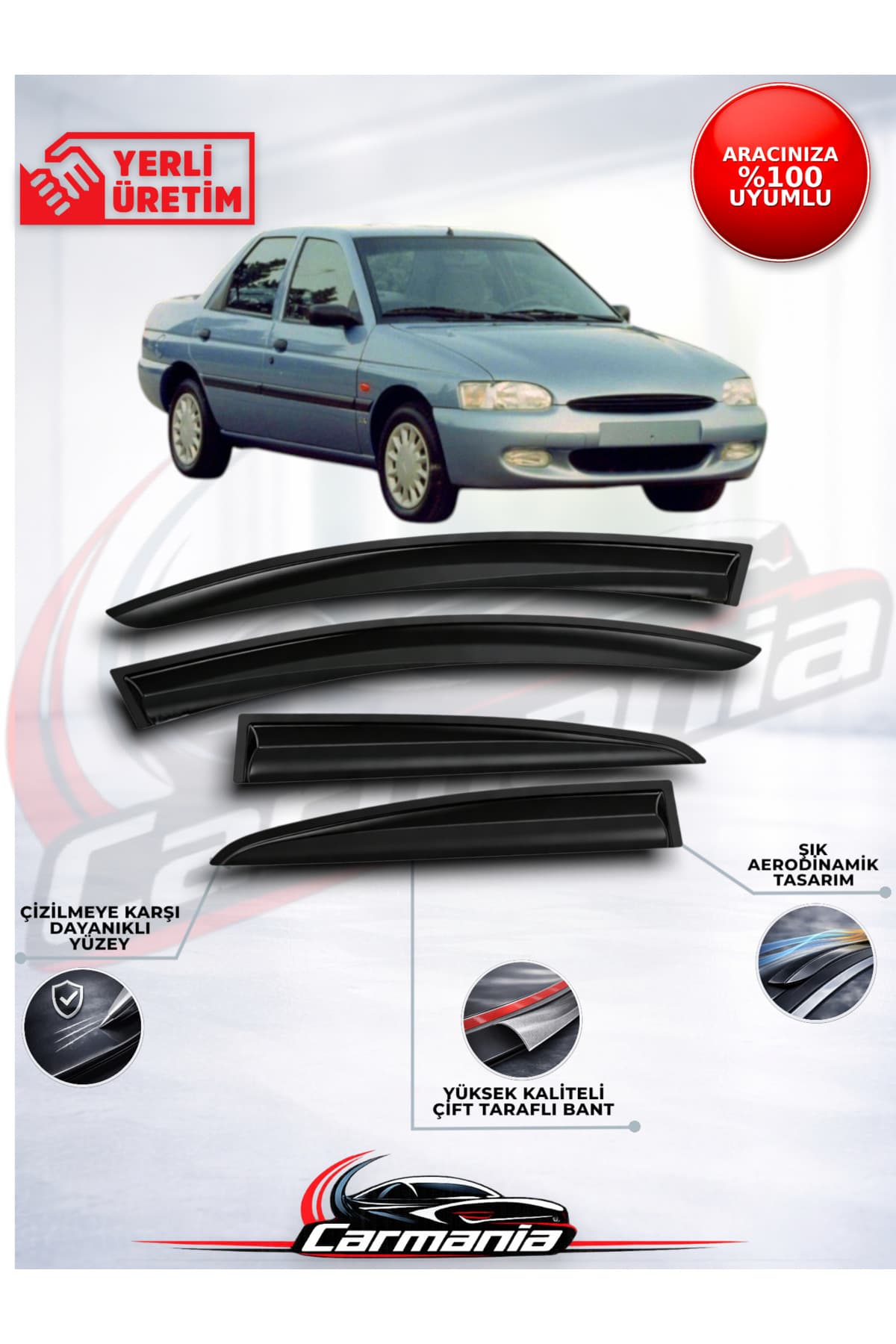 CarMania Ford Escord Cam Rüzgarlığı 4'lü Set