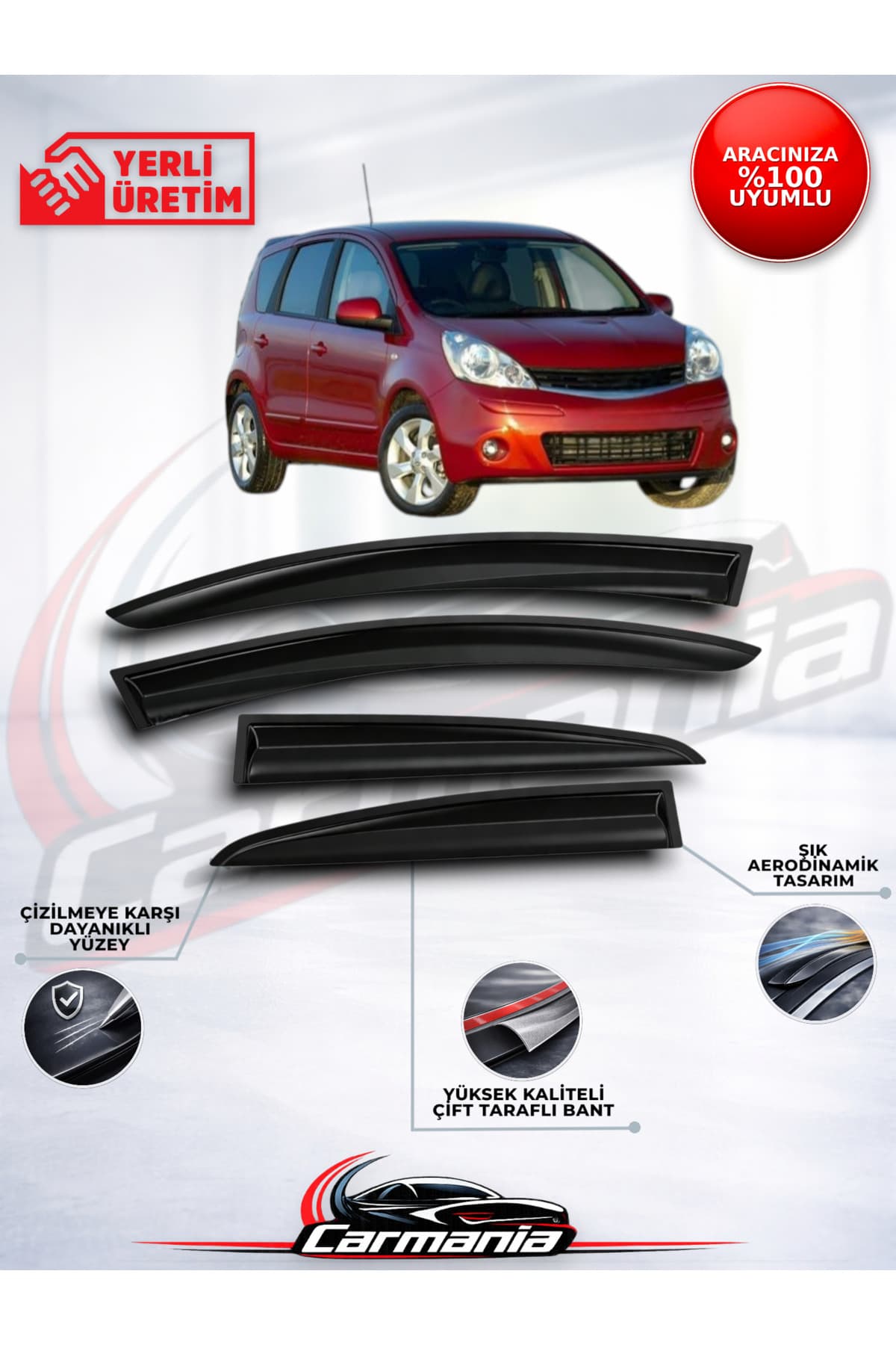 CarMania Nissan Note 2006-2012 Cam Rüzgarlığı 4'lü Set