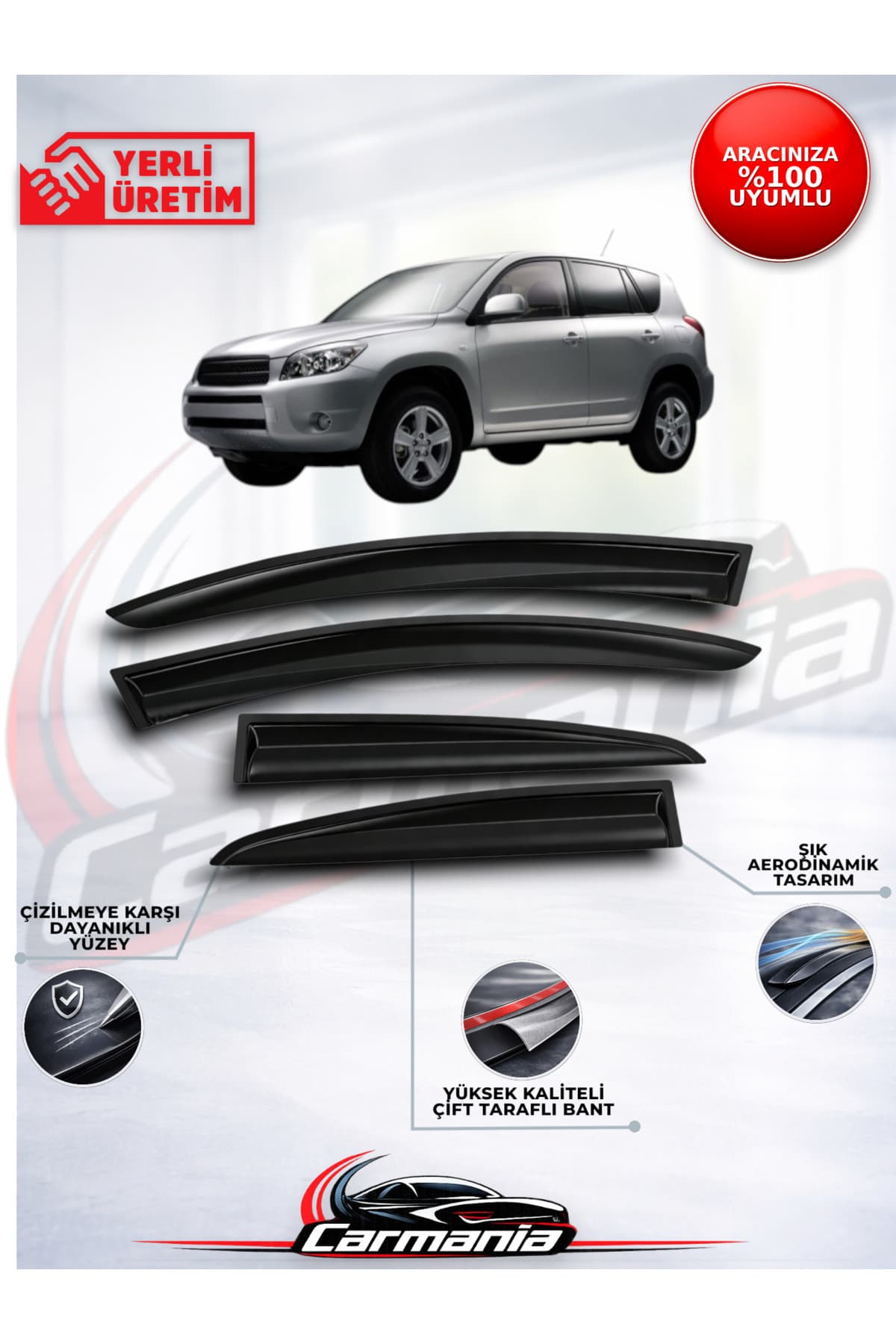 CarMania Toyota Rav4 2006-2012 Cam Rüzgarlığı 4'lü Set