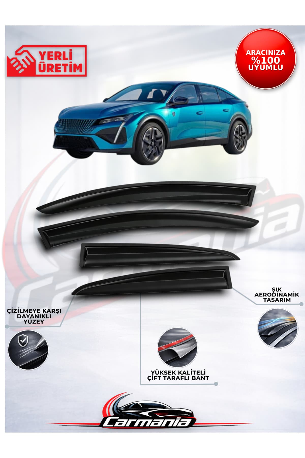CarMania Peugeot 408 Cam Rüzgarlığı 4'lü Set