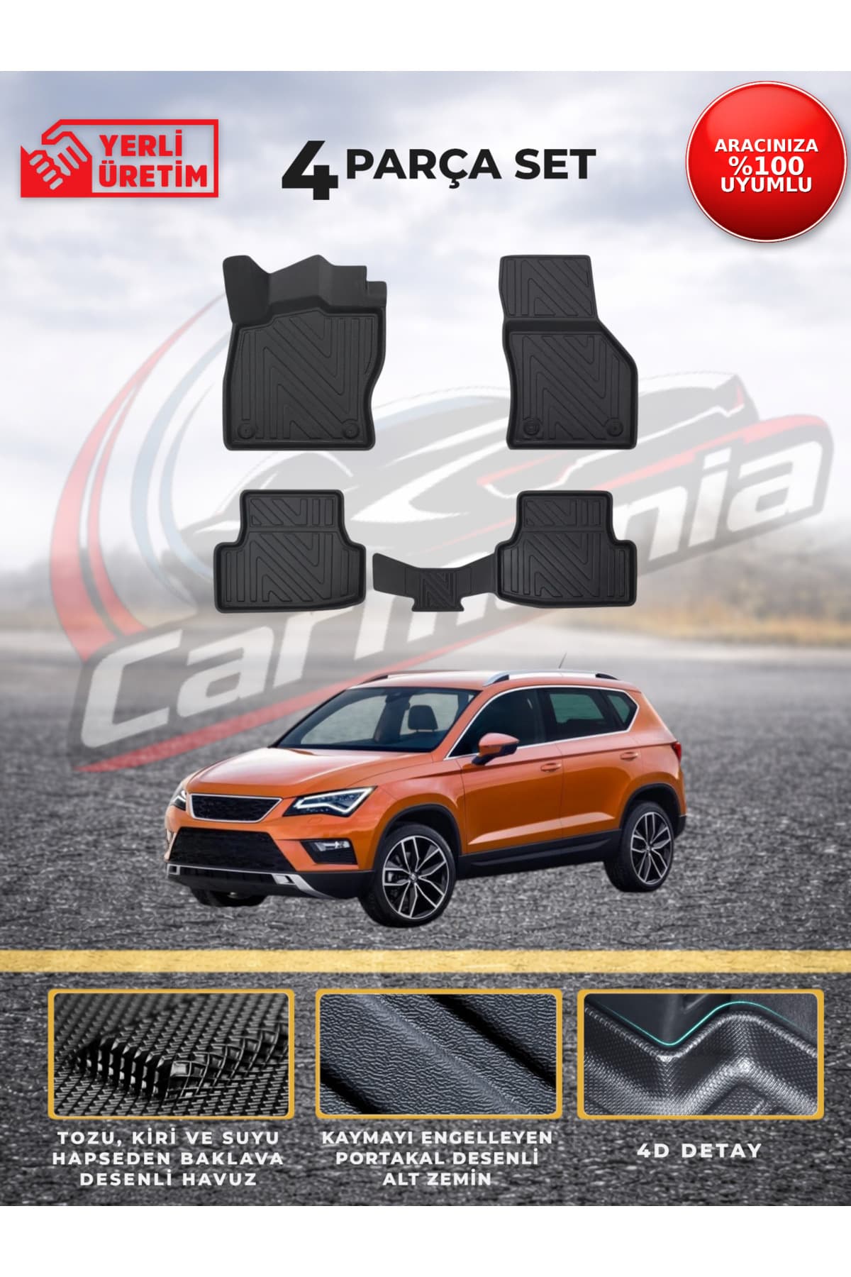 CarMania Seat Ateca 4D Premium Havuzlu Paspas