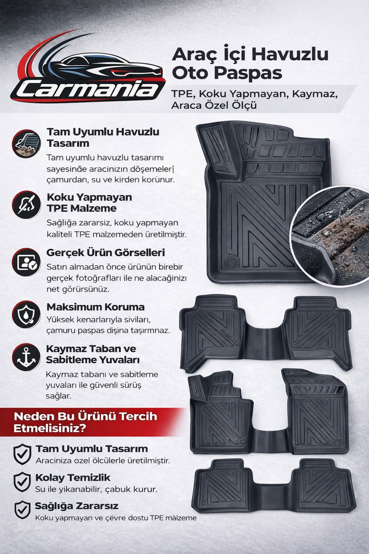 CarMania Seat Ateca 4D Premium Havuzlu Paspas