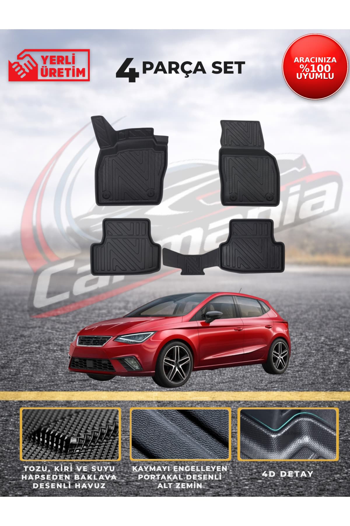 Seat İbiza 4D Premium Havuzlu Paspas 2017 ve Sonrası Uyumlu