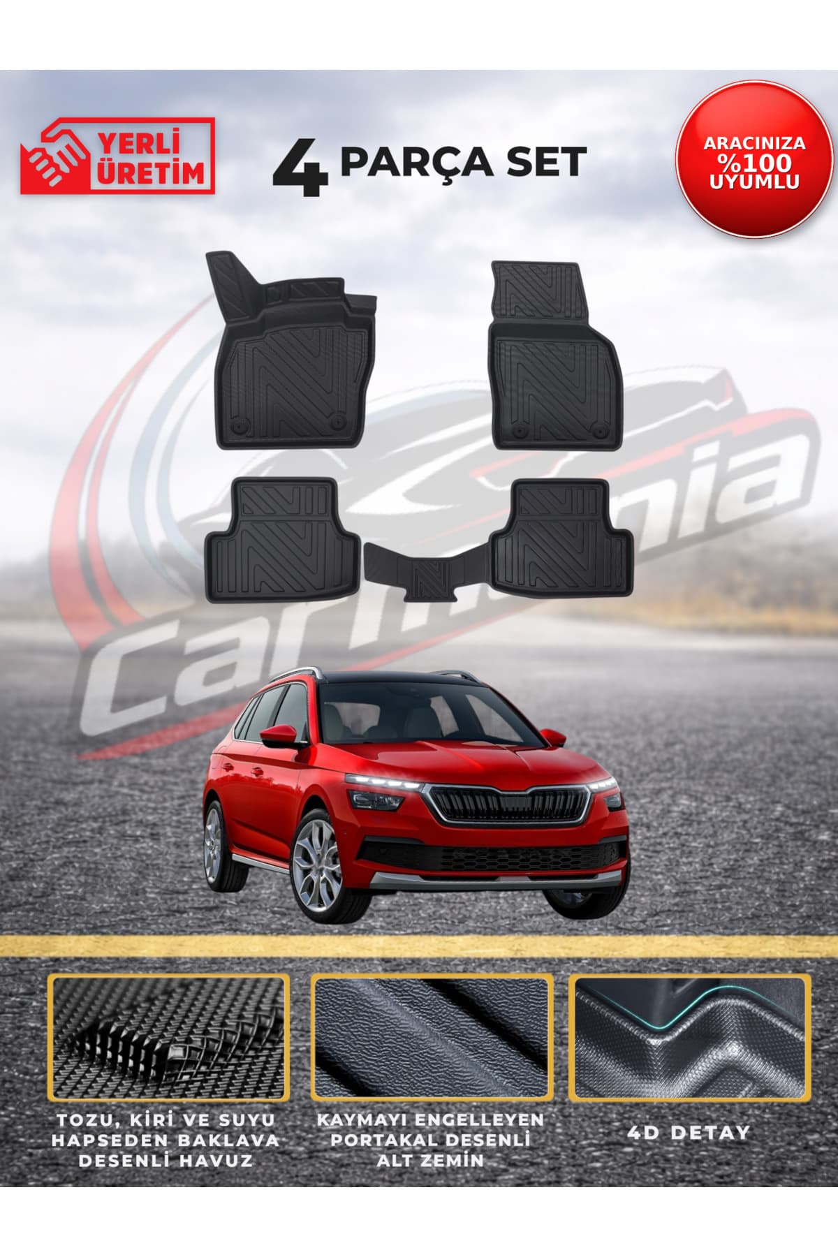 CarMania Skoda Kamiq 4D Premium Havuzlu Paspas