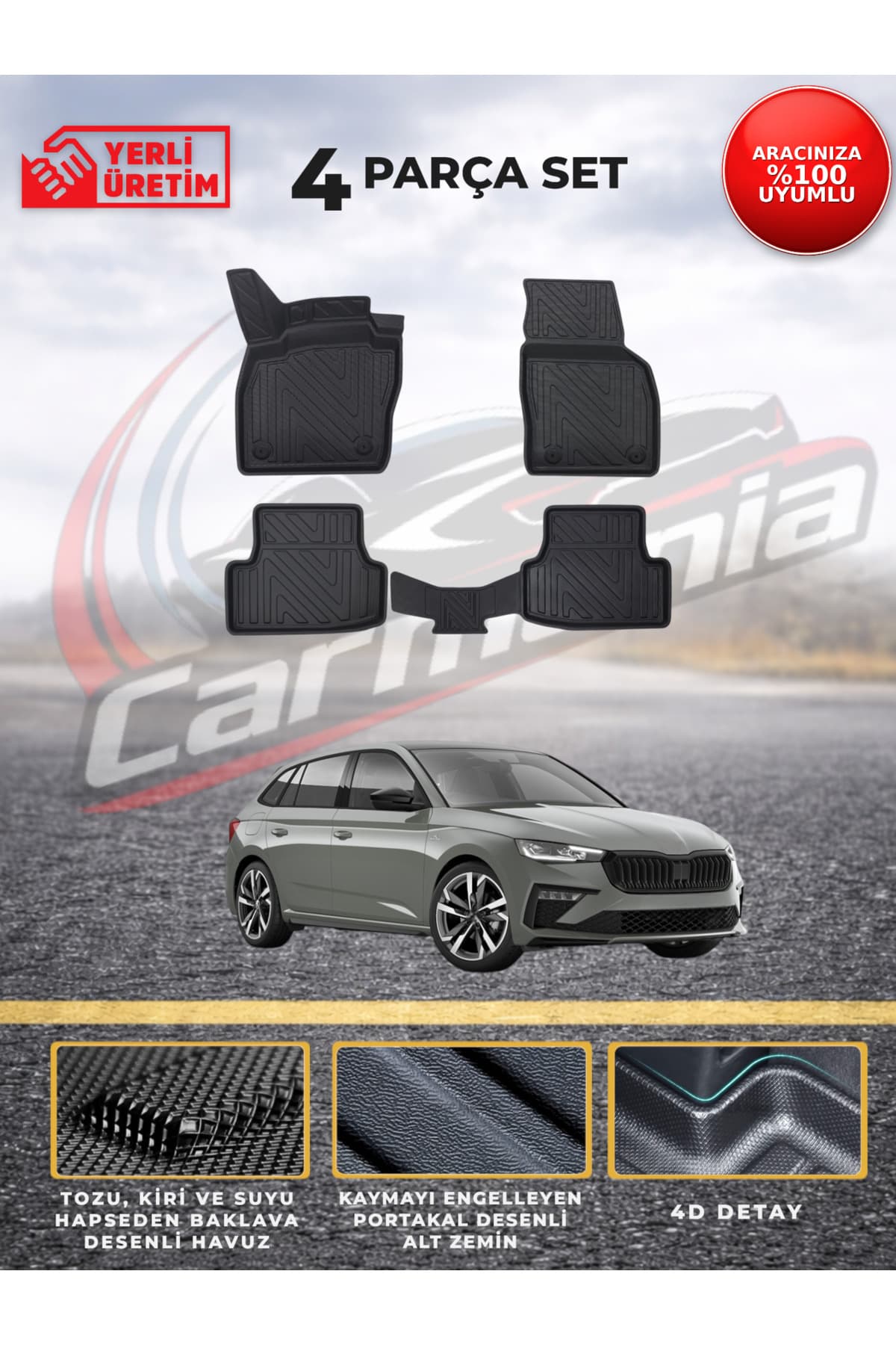 CarMania Skoda Scala 4D Premium Havuzlu Paspas