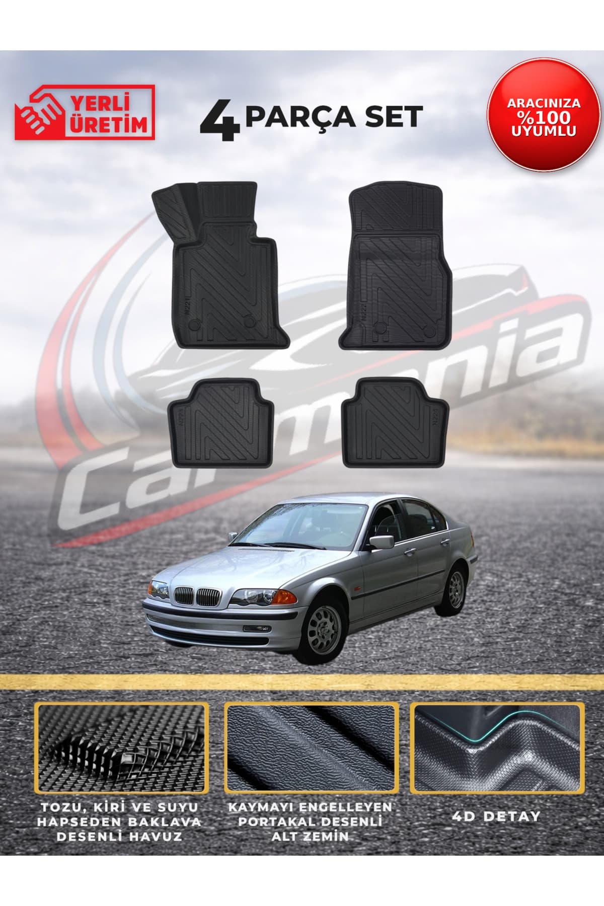 CarMania BMW 3 Serisi E46 Premium Havuzlu Paspas 4D