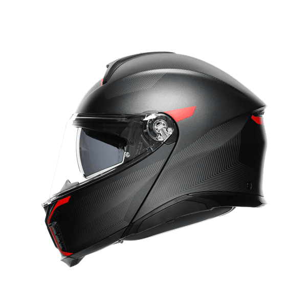 Agv Agv Tourmodular Frequency Matt Gun Metal Red Çene Açılır Kask