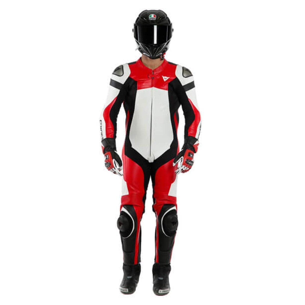 Dainese Dainese Assen 2 White Lava Red Black Tek Parça Delikli Deri Tulum