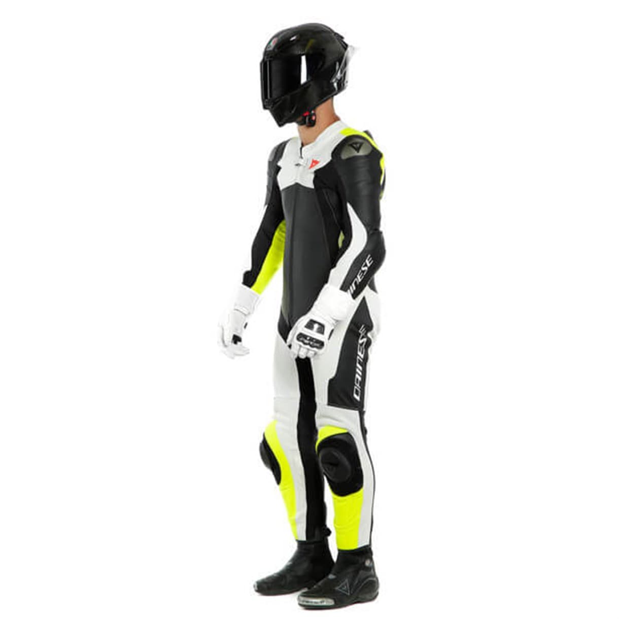 Dainese Dainese Assen 2 Black White Fluo Yellow Tek Parça Delikli Deri Tulum