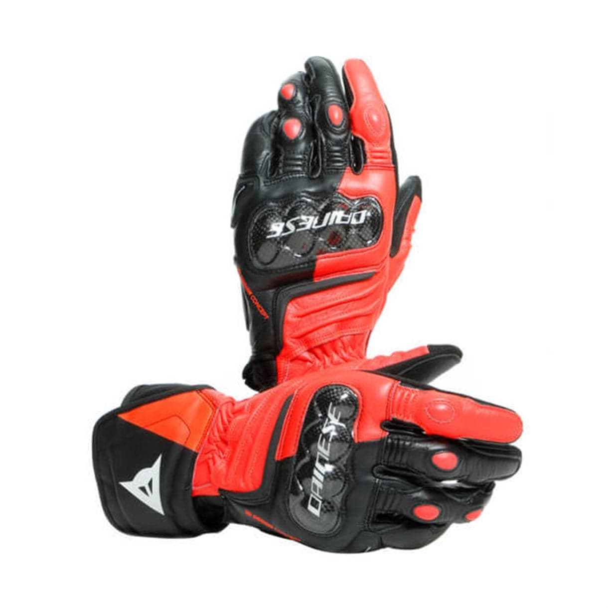 Dainese Dainese Carbon 3 Long Deri Eldiven Black Fluo Red White