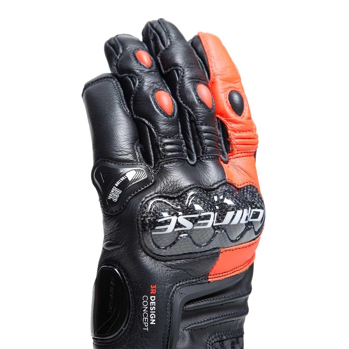 Dainese Dainese Carbon 4 Short Black Fluo Red Deri Eldiven