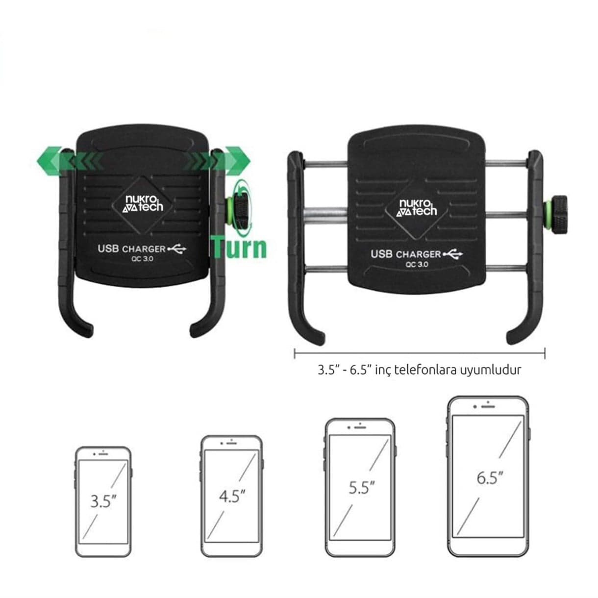 Nukrotech Nukrotech MR USB li Motosiklet Telefon Tutucu