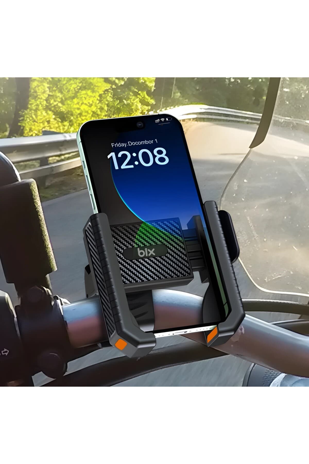 Bix BPH01 Gidon Bağlantılı 360° Dönebilen Titreşim Önleyici Bisiklet ve Motosiklet Telefon Tutucu