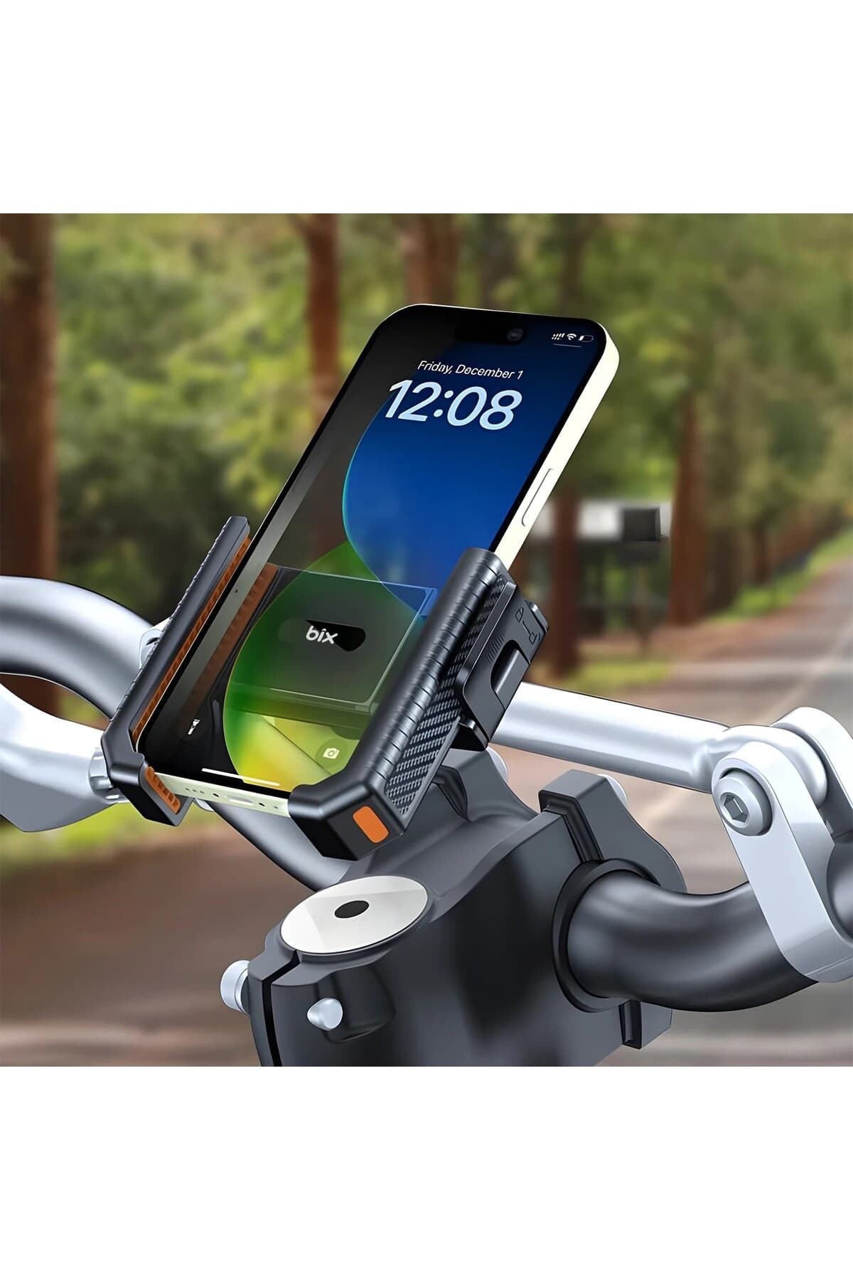 Bix BPH01 Gidon Bağlantılı 360° Dönebilen Titreşim Önleyici Bisiklet ve Motosiklet Telefon Tutucu