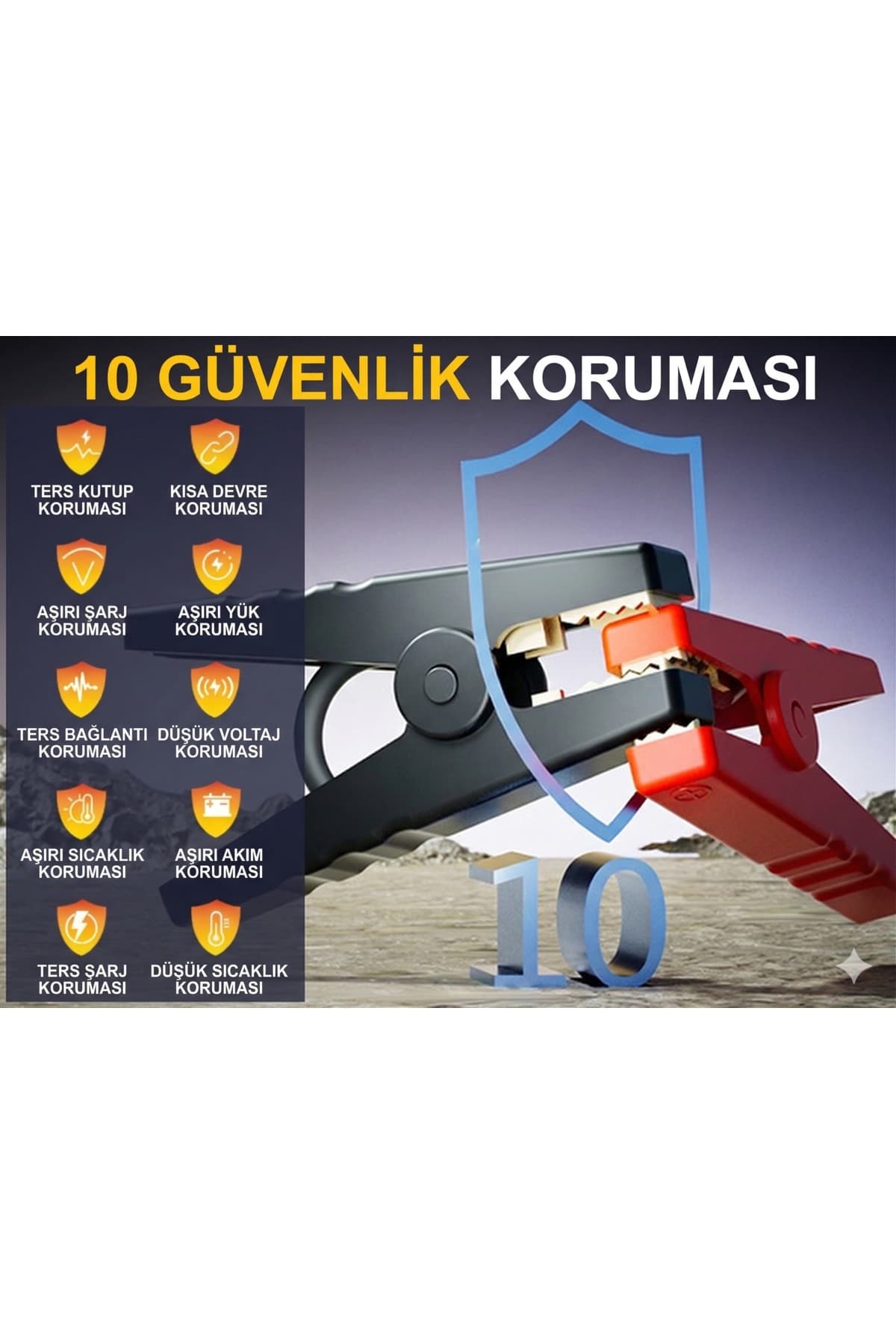 TARÇIN 16000 mah Akü Takviye Cihazı Çanta Hediyeli 4'ü 1 Arada Jump Starter, Hava Pompası, Powerbank ve LED