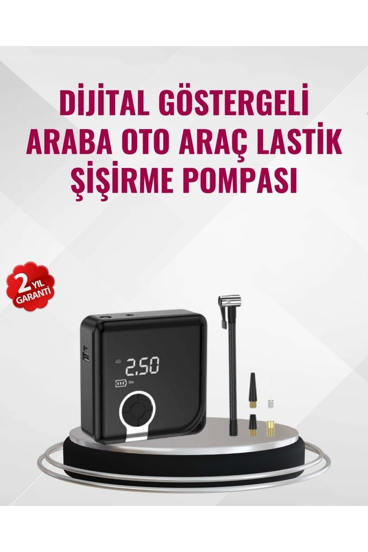 Munico Akıllı Dijital Hava Pompası LED Ekran 4000mAh Powerbank Özellikli Şarjlı Kompresör Kamp Yatağı Çadır