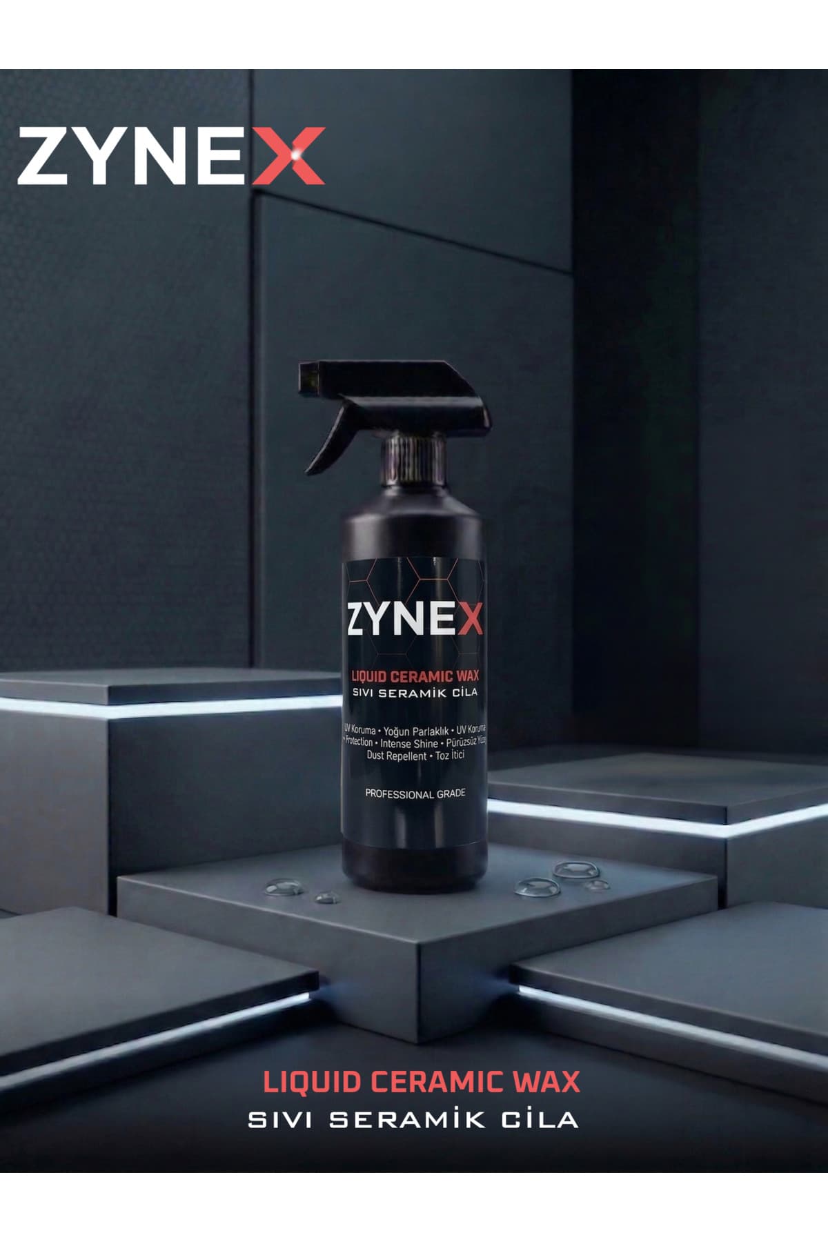 ZYNEX CARE Zynex Professional Sıvı Seramik Cila 500 ml - Si02 Katkılı Hızlı Cila, Su İtici ve Ultra Parlak Boya Koruma