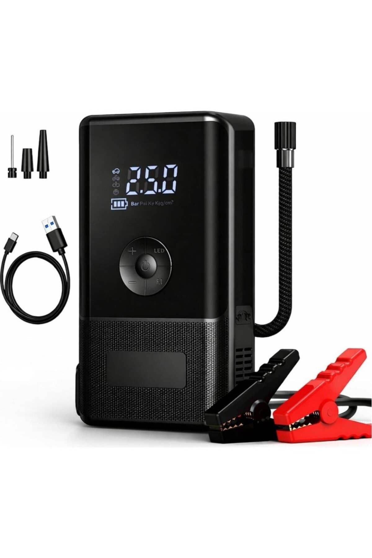 hızlı store Araç Pompa 10.000 mAh Akü Takviye Cihazı & Kompresör 150 PSI Dijital Ekran Jump Starter Powerbank