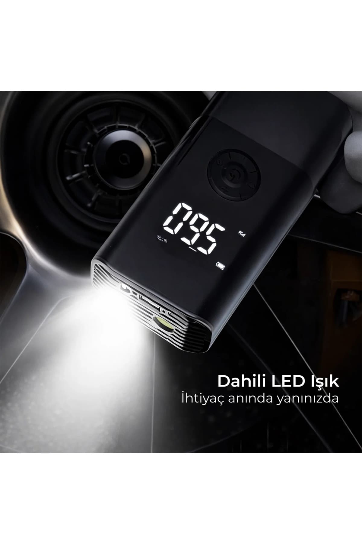 KATJMER CZK-3690 Taşınabilir Kablosuz Hava Pompası | Dijital LCD Ekran | Otomatik Durdurma | Şarjlı Mini Kompresör | Bisiklet, Araç ve Top Pompası