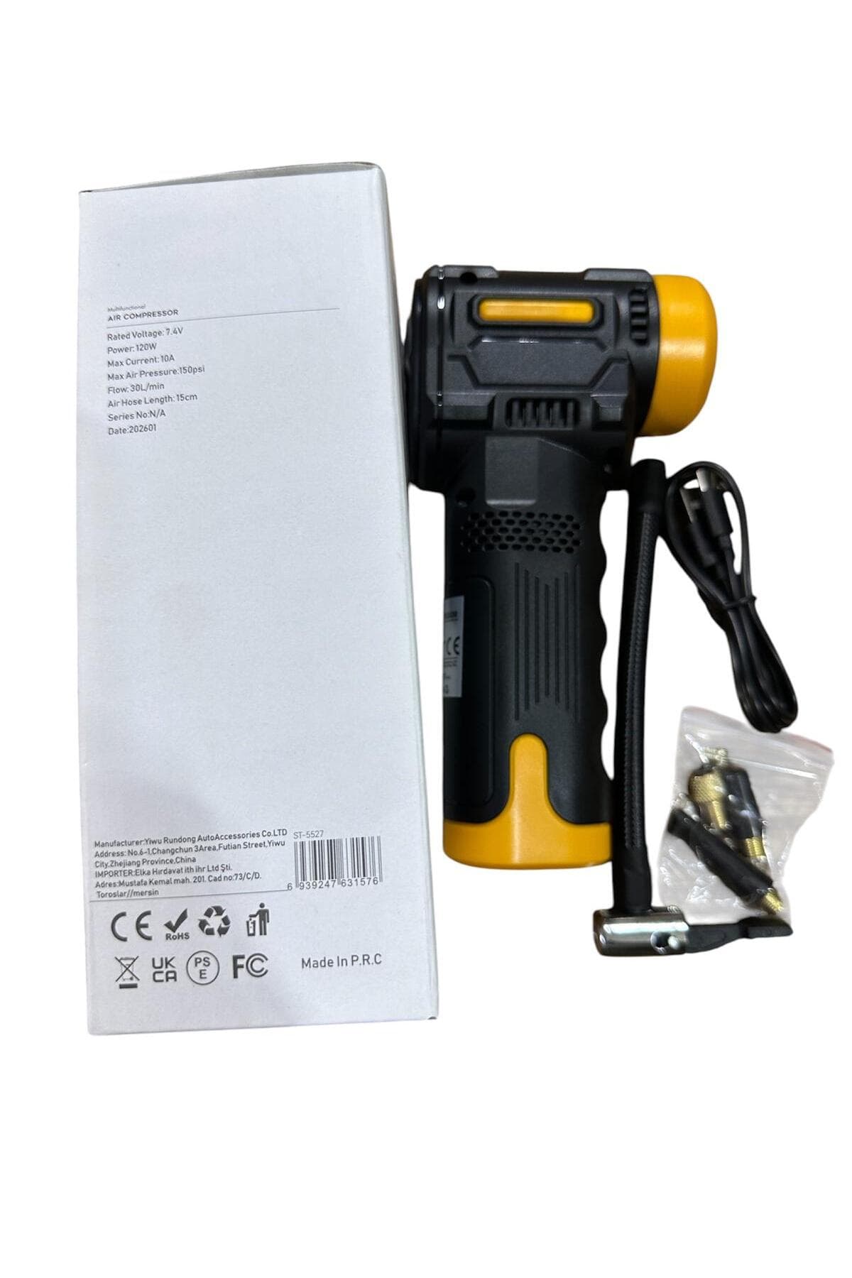 ELKA Şarjlı Taşınabilir Hava Kompresörü 150 PSI Dijital Lastik Şişirme Pompası LED Işıklı