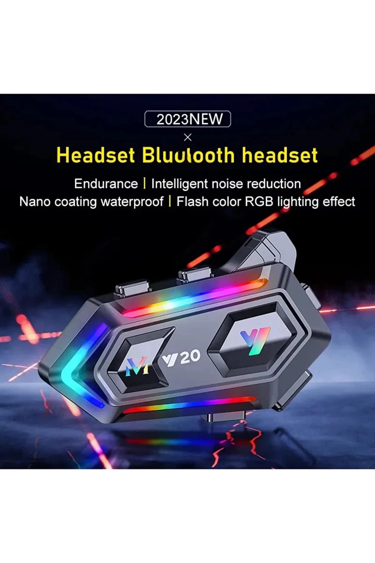 My Best Store Vothoon Y20 Motor Kurye Kask Kulaklık Rgb Modlu Bluetooth Motosiklet Kulaklık 5.3 Bluetooth Interkom