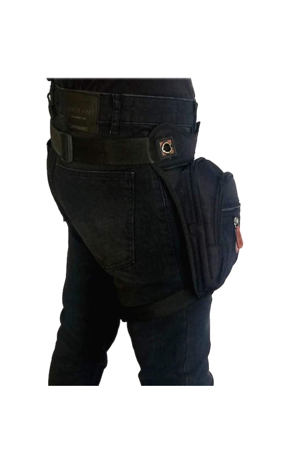 SEVENTEEN Çok Gözlü Su Geçirmez Siyah Bel Bacak Omuz Motorcu Çantası Bodybag 3470