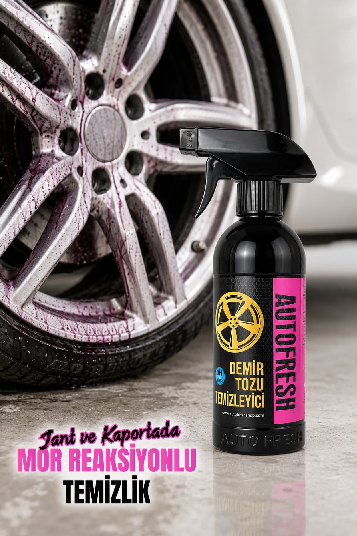 AutoFresh Demir Tozu Temizleyici Jant Ve Kaporta Ph Nötr 410 ml Sünger Hediyeli Süper Güç Profesyonel