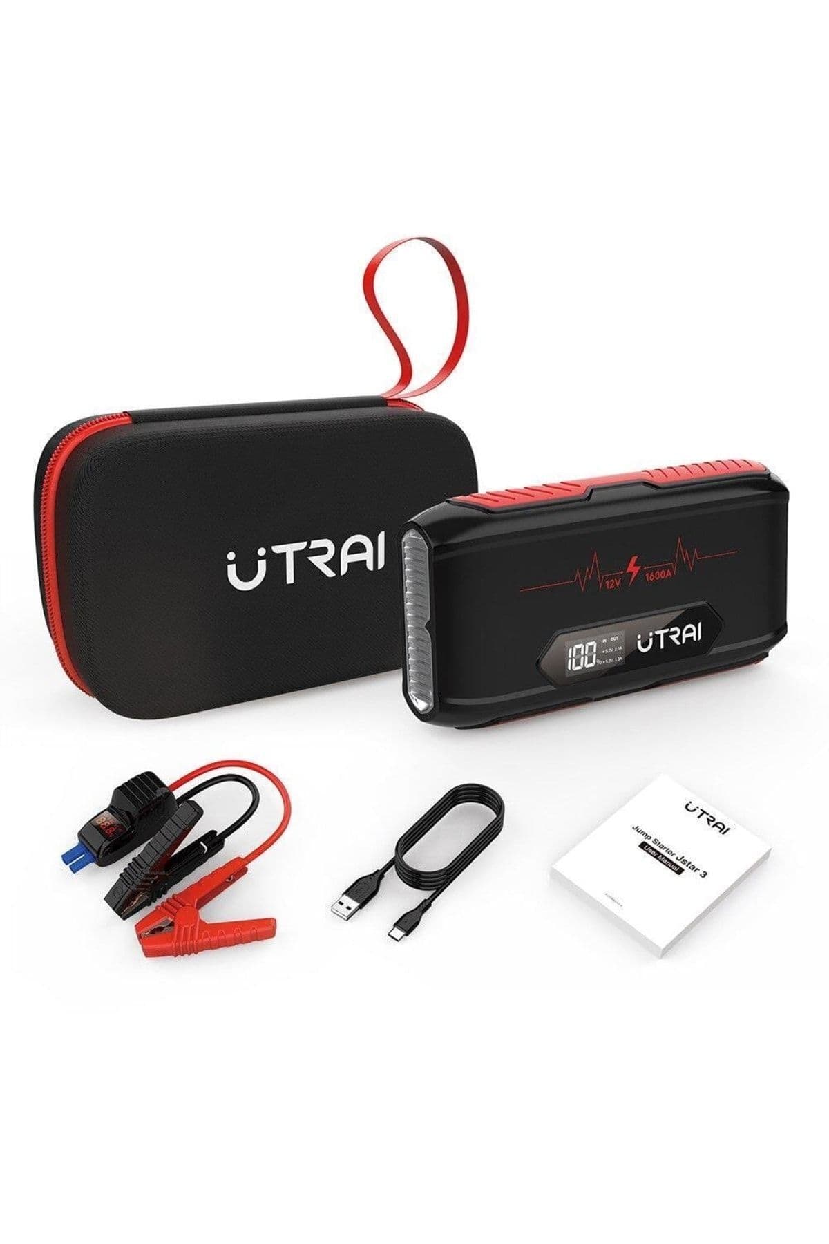 UTRAI Jstar 3 20000mah 1600a Jump Starter Taşınabilir Akü Takviye Cihazı Lcd Ekranlı (ÇANTA POWER BANK)