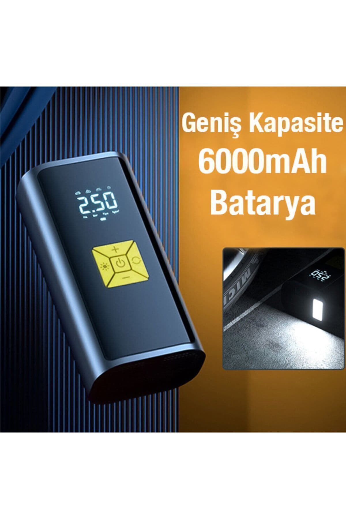 Ally ST-9620B Dijital Led Işıklı Taşınabilir Şarjlı Araç Lastik Hava Şişirme Pompası SİYAH